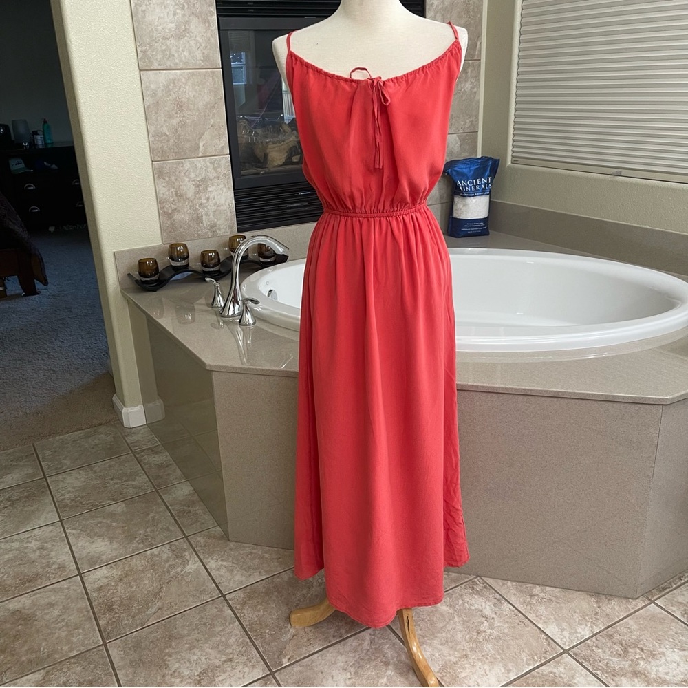 J Crew Coral Peach Silk Chiffon Maxi Gown in Coral, Women's Size 2 Petite - Picture 13 of 13